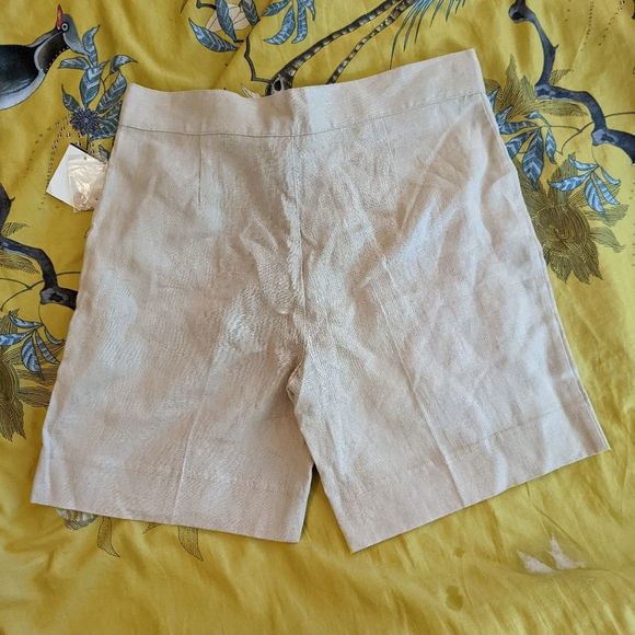 Neiman Marcus linen mom shorts sz 2 nwt light tan high waist - Picture 4 of 5